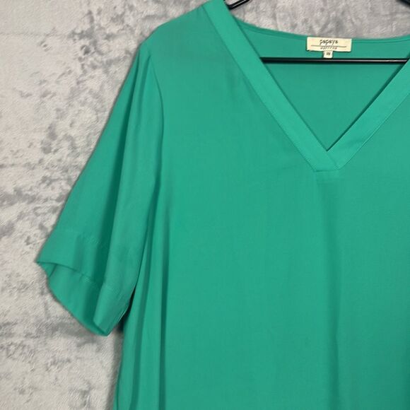 Papaya Weekend Green Lightweight Vneck Short Sleeved Blouse Top Size 18 - Picture 5 of 8